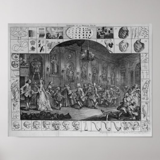 Analyse van schoonheid, Bord II, 1753 Poster (Voorkant)
