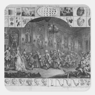 Analyse van schoonheid, Bord II, 1753 Vierkante Sticker