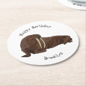 Analyse Walrus cartoon Ronde Kartonnen Onderzetter (Gebogen)