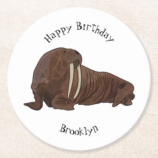 Analyse Walrus cartoon Ronde Kartonnen Onderzetter (Voorkant)