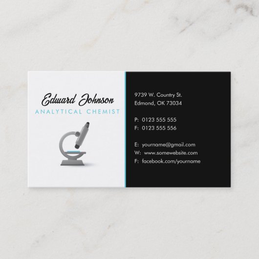 Analytische scheikundige | Wetenschapsmicroscoop Visitekaartje (Voorkant)