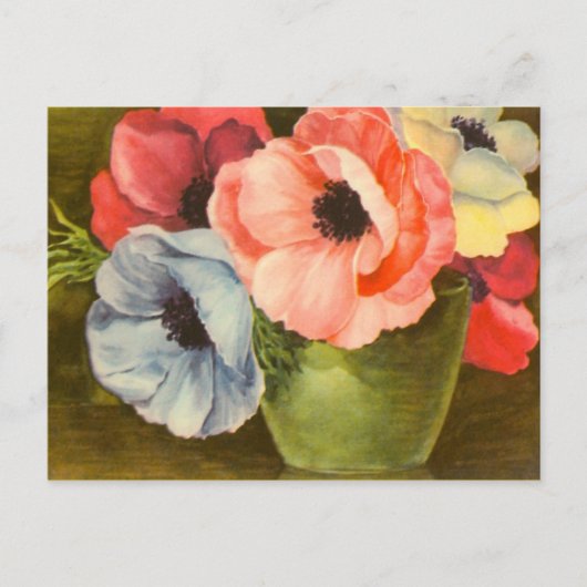 anamonen in de Groene Vase Briefkaart (Voorkant)