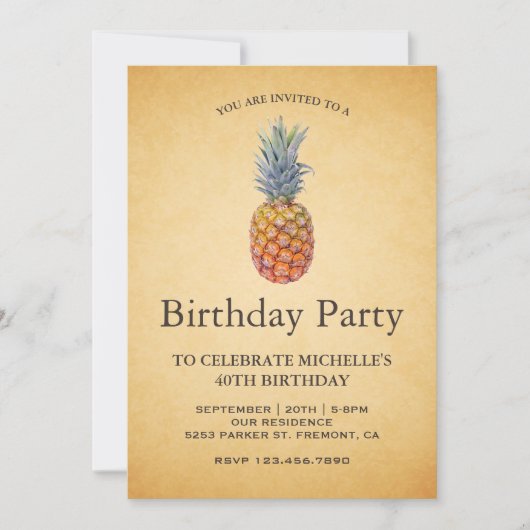  anananas Birthday Party Kaart (Voorkant)