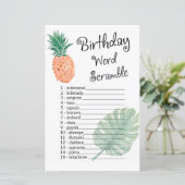 anananas BIRTHDAY WORD SCRAMBLE Game (Staand voorkant)