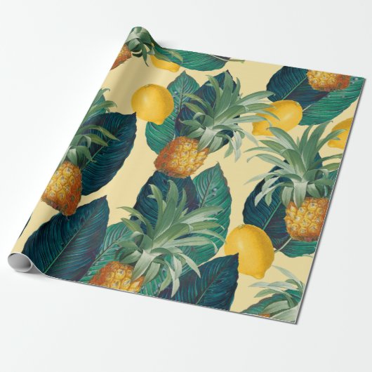 anananas citroengeel cadeaupapier (Uitgerold)
