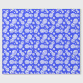 anananas en appelwijn, blauw, wit gepatterd omhuls cadeaupapier (Vlak)
