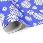 anananas en appelwijn, blauw, wit gepatterd omhuls cadeaupapier (Rol Hoek)