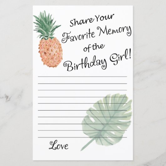 anananas Favoriete Memory of the Birthday Girl (Voorkant)