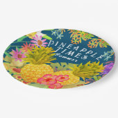 Anananas Floral Turquoise Papieren Bordje (Gekanteld)