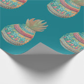 anananas kerstmanwrapping Aqua Cadeaupapier (Hoek)