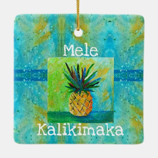 anananas kerstversiering keramisch ornament (Achterkant)