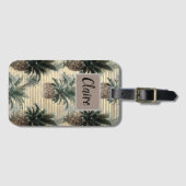 anananas op goudolie gestreept bagagelabel (Voorkant (horizontaal))