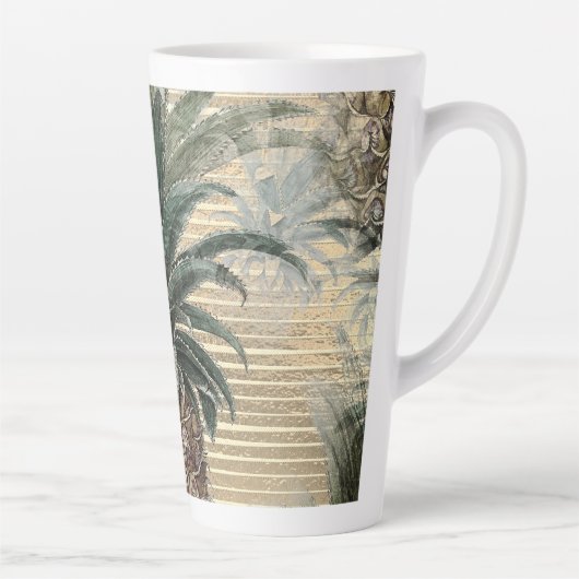  anananas op goudolie gestreept latte mok (Rechts)