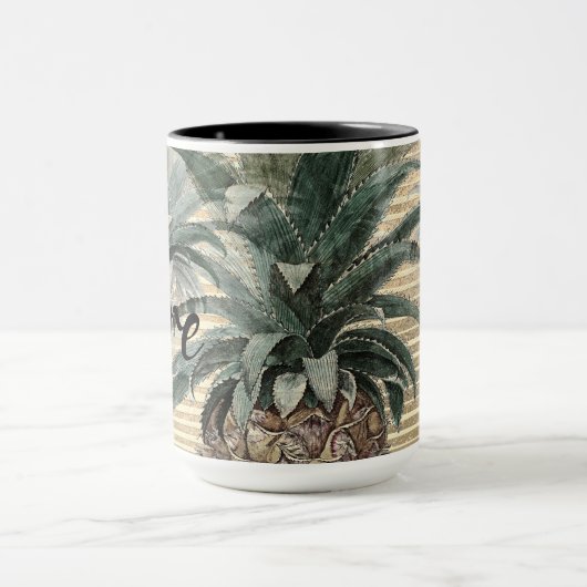  anananas op goudolie gestreept mok (Midden)