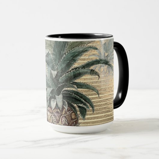  anananas op goudolie gestreept mok (Voorkant rechts)