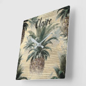  anananas op goudolie gestreept vierkante klok (Hoek)