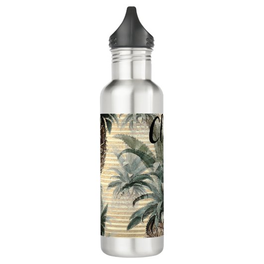  anananas op goudolie gestreept waterfles  (Links)