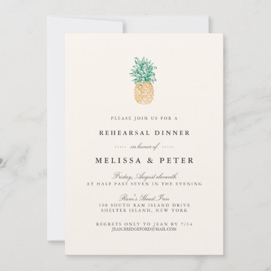  anananas repetitie Dinner Kaart (Voorkant)