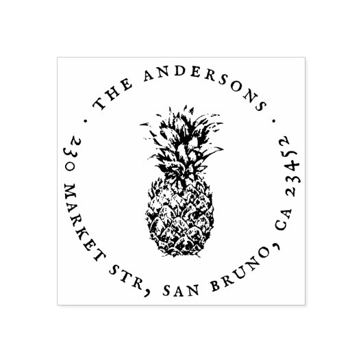  anananas Rond Familienaam Return-adres Rubberstempel (Afrduk)