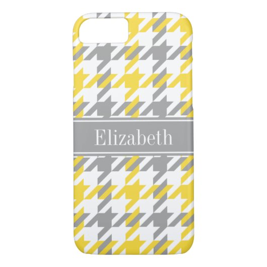 anananas Wht Dk Gray Houndstooth Name Monogram Case-Mate iPhone Case (Achterkant)