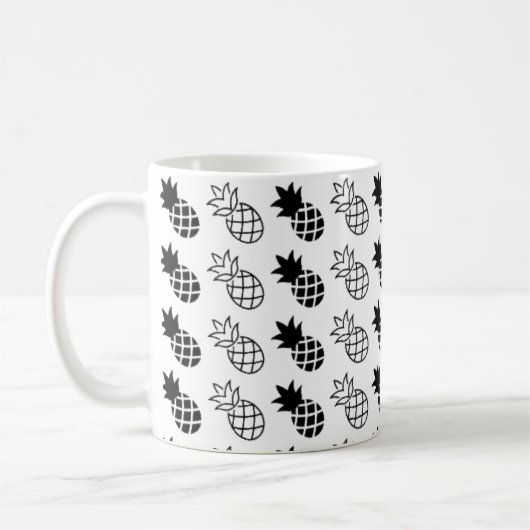 anananas Zwart-wit ontwerp Koffiemok (Links)