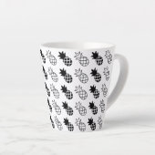 anananas Zwart-wit ontwerp Latte Mok (Rechterhoek)