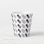 anananas Zwart-wit ontwerp Latte Mok (Voorkant)