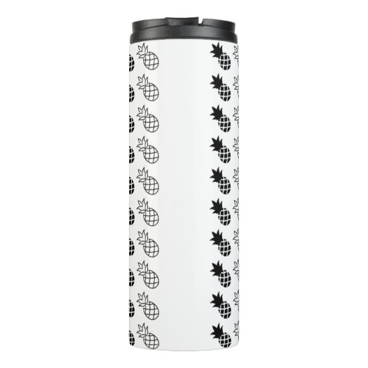 anananas Zwart-wit ontwerp Thermosbeker (Achterkant)