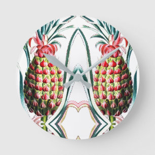 anananasappeltropische fruitillustratie ronde klok