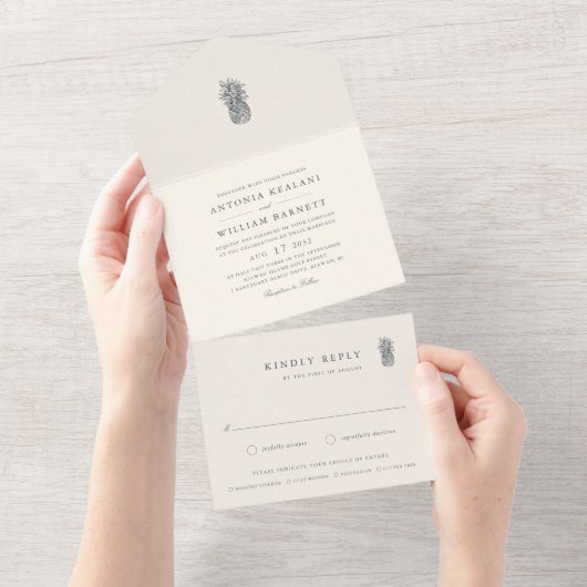 anananasbruiloft all in one uitnodiging (Afscheurbaar)