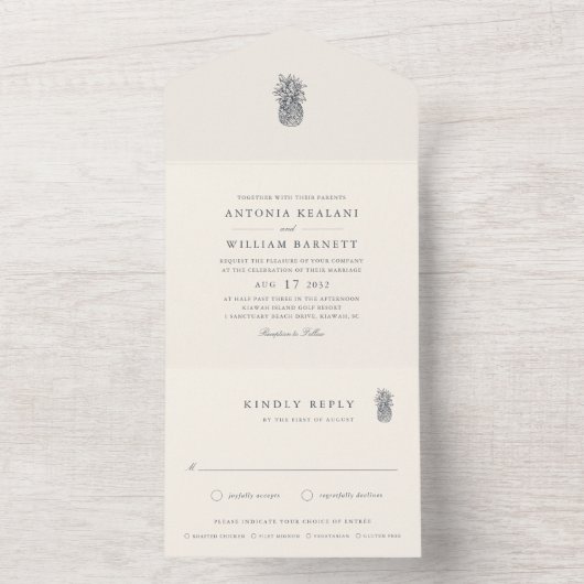  anananasbruiloft all in one uitnodiging (Binnen)