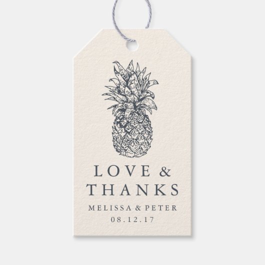 anananasbruiloft op eiland Hartelijk dank Cadeaulabel (Voorkant)