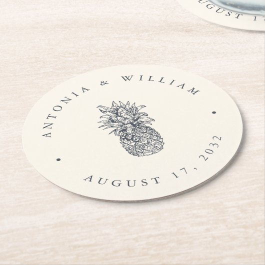  anananasbruiloft ronde kartonnen onderzetter (Gebogen)