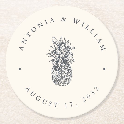  anananasbruiloft ronde kartonnen onderzetter (Voorkant)