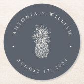 anananasbruiloft ronde kartonnen onderzetter (Voorkant)