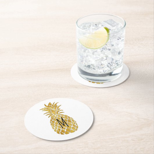 anananasmonogram ronde kartonnen onderzetter (Insitu)