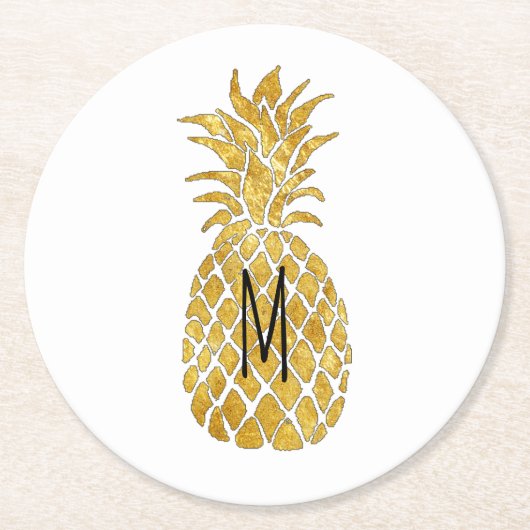 anananasmonogram ronde kartonnen onderzetter (Voorkant)