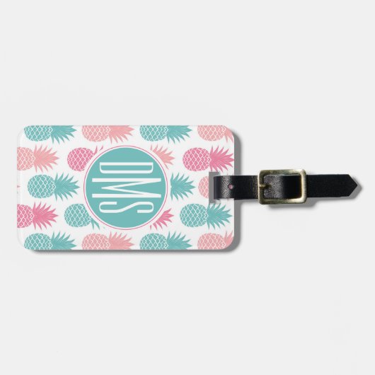 anananaspatroon | Monogram Bagagelabel (Voorkant horizontaal)