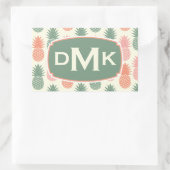  anananaspatroon | Monogram Rechthoekige Sticker (Tas)