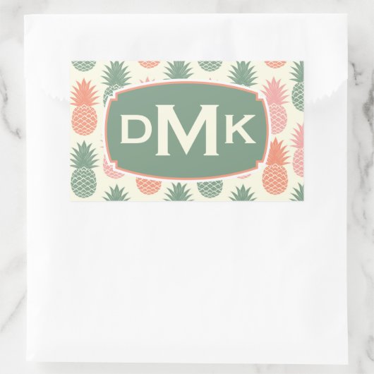  anananaspatroon | Monogram Rechthoekige Sticker (Tas)