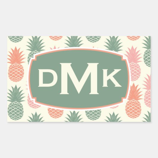  anananaspatroon | Monogram Rechthoekige Sticker (Voorkant)