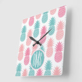  anananaspatroon | Monogram Vierkante Klok (Hoek)