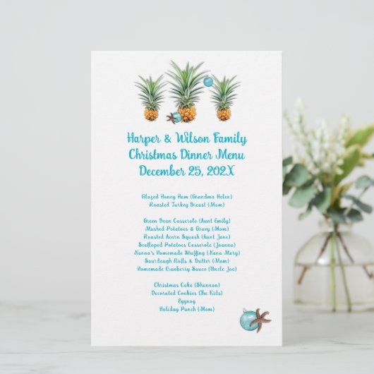 anananassen menu kerstfeestdagen (Staand voorkant)