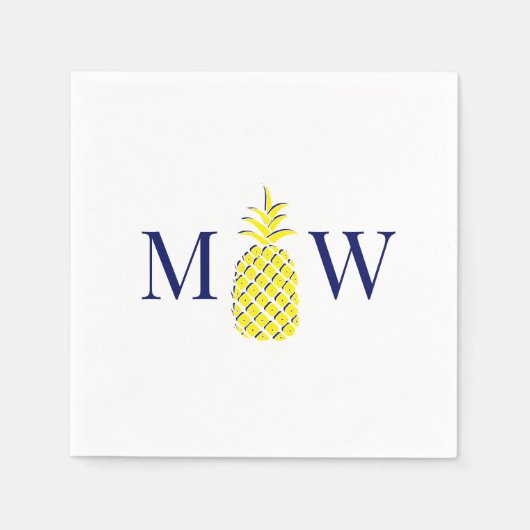 Ananas #11 Koppel 2 Initiaal Monogram Doe-het-zelf Servet (Voorkant)