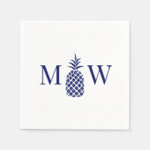 Ananas #11 Koppel 2 Initiaal Monogram Doe-het-zelf Servet (Voorkant)