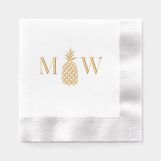 Ananas #11 Koppel 2 Initiaal Monogram Folie Servetten (Voorkant)