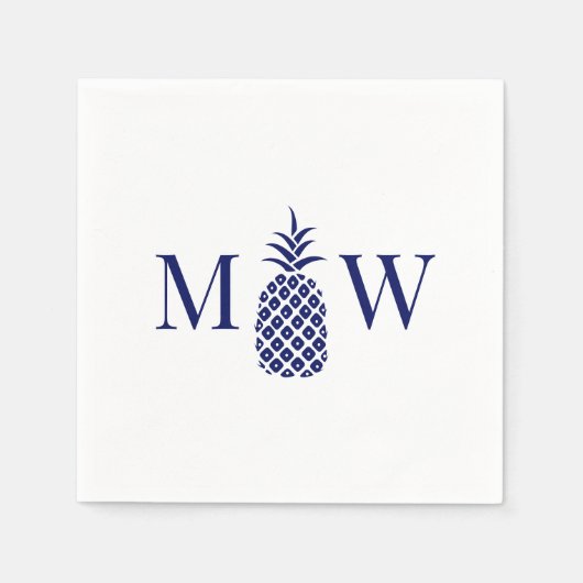 Ananas #11 Koppel 2 Initieel Monogram Doe-het-zelf Servet (Voorkant)