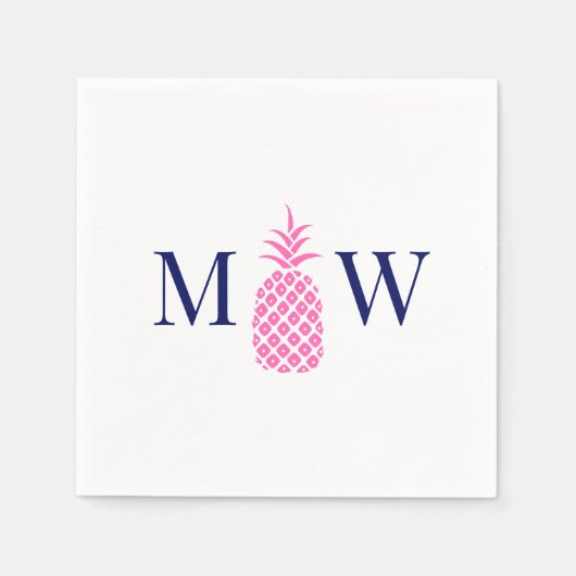 Ananas #11 Paar 2 Initiaal Monogram DIY Kleuren Servet (Voorkant)