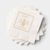 Ananas #11 Paar 2 Initiaal Monogram Namen FrCA Folie Servetten (Insitu (Gestapeld))