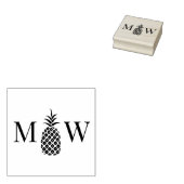 Ananas #11 Paar Bruiloft 2 Initiaal Monogram Rubberstempel (Gestempeld)